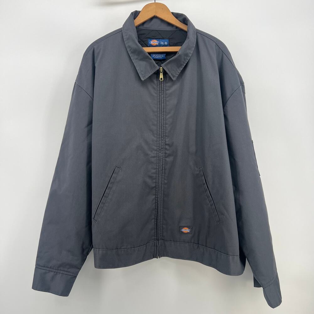 Men’s Dickies Gray Workwear Zip Jacket 3XL Heavy Duty Utility Coat Quilted Lined
